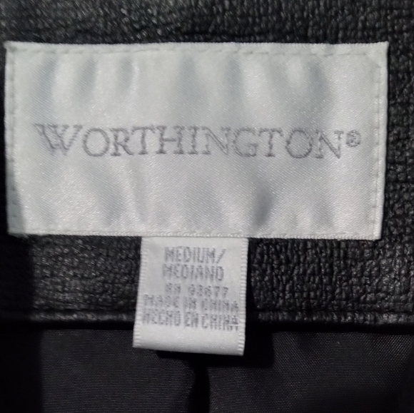 Worthington Black Leather Jacket Tailored Glossy Finish - Picture 2 of 4